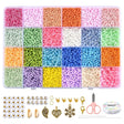 DIY Sæt – 24 Farver Seed Beads, Vedhæng, Elastik, Saks, Låse mm. - Uniq Perler - 115848