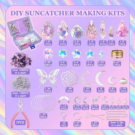 DIY Sæt – 350 Dele Krystal Glas Vedhæng & Smykketilbehør - Uniq Perler - 113665