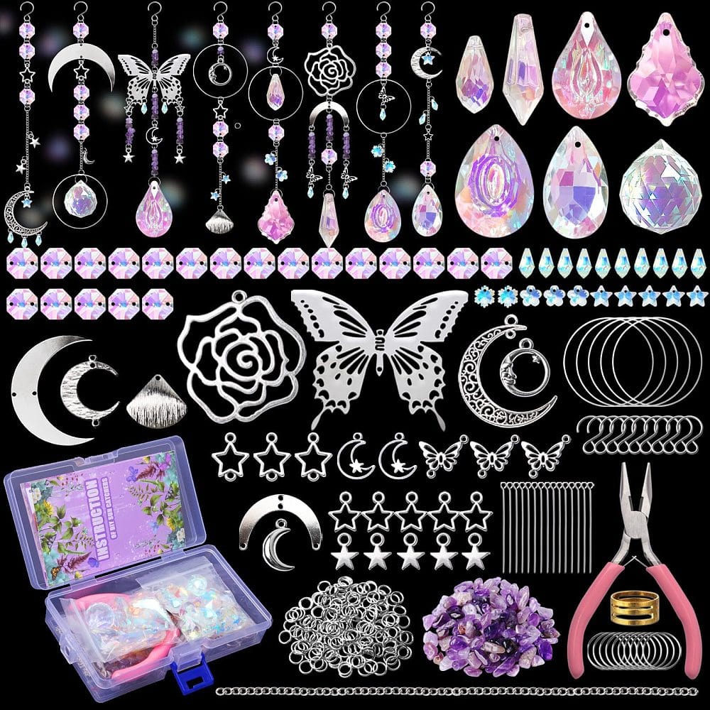 DIY Sæt – 350 Dele Krystal Glas Vedhæng & Smykketilbehør - Uniq Perler - 113665