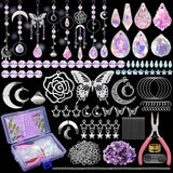 DIY Sæt – 350 Dele Krystal Glas Vedhæng & Smykketilbehør - Uniq Perler - 113665