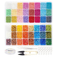DIY Sæt – 48 Farver Seed Beads/Rørformede Perler Med Elastik - Uniq Perler - 115839