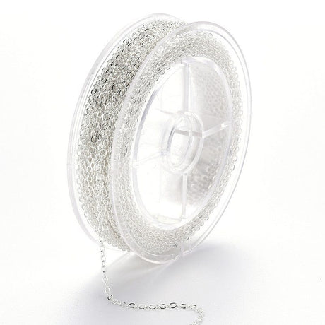 DIY Sæt - Forsølvet Kæde Sæt Med Kæde, Låse og Øskner - Uniq Perler - 111555