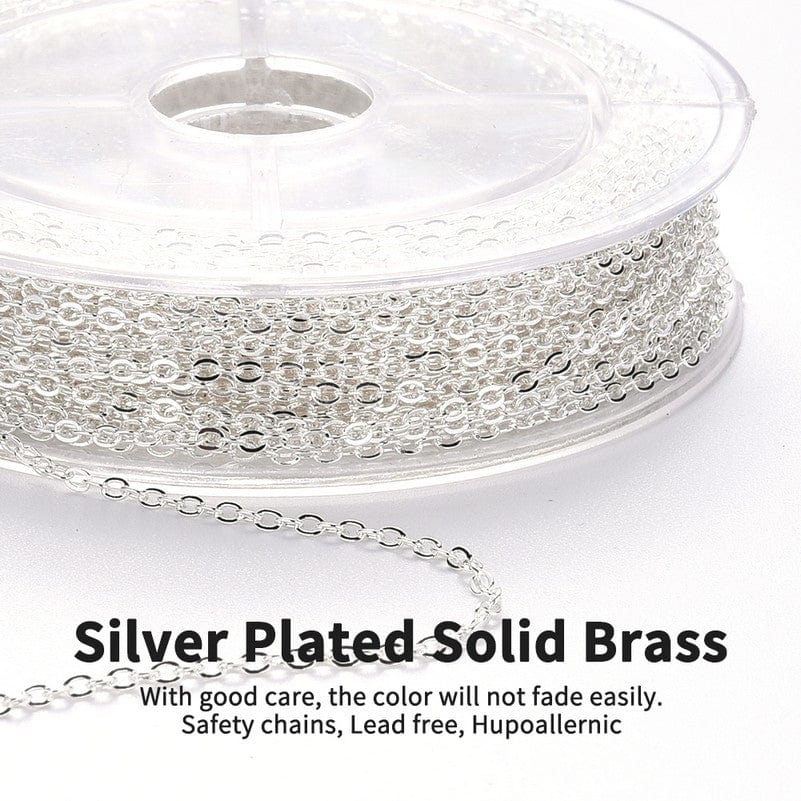 DIY Sæt - Forsølvet Kæde Sæt Med Kæde, Låse og Øskner - Uniq Perler - 111555