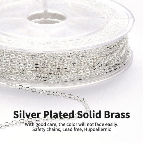 DIY Sæt - Forsølvet Kæde Sæt Med Kæde, Låse og Øskner - Uniq Perler - 111555