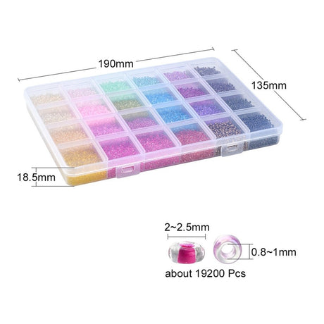 DIY Sæt, Glasperler Seed Beads – 24 Farver Transparent 12/0 (2~2.5x1.5~2mm) - Uniq Perler - 