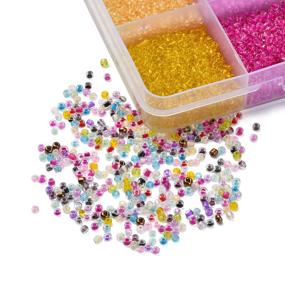 DIY Sæt, Glasperler Seed Beads – 24 Farver Transparent 12/0 (2~2.5x1.5~2mm) - Uniq Perler - 