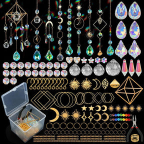 DIY Set with 400 Pieces – Glass Crystal Pendant & Jewelry Accessories - Uniq Perler - 113666