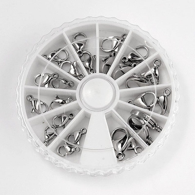 DIY Sæt Med Assorterede Karabinlåse – Stål, 24 stk - Uniq Perler - 113460