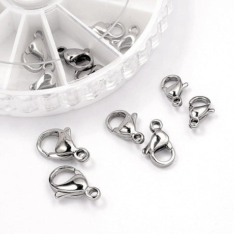 DIY Sæt Med Assorterede Karabinlåse – Stål, 24 stk - Uniq Perler - 113460