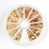 DIY Sæt Med Assorteret Karabin Låse – Forgyldt Stål, 24 stk - Uniq Perler - 113733