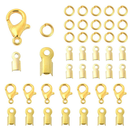 DIY Sæt Med Karabin Låse, Endestykker Og O - ringe – Forgyldt, 450 dele - Uniq Perler - 115204