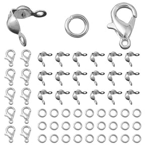 DIY-set med Låsar, låshuvuden & öglor – platinfärgade, 130 delar - Uniq Perler - 115868