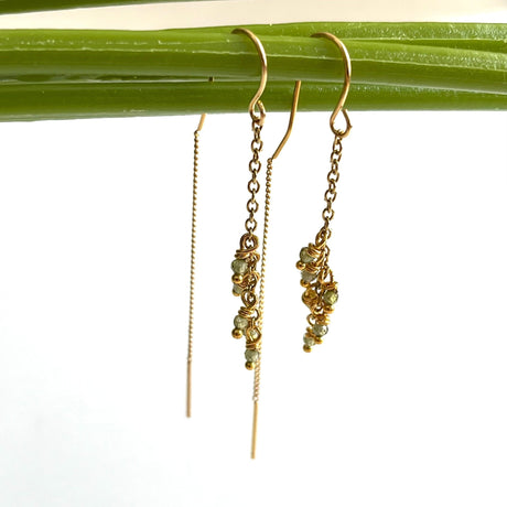 DIY Sæt med Øreringe - Grønne Zirkonia Perler og Kæde - Uniq Perler - 87544567