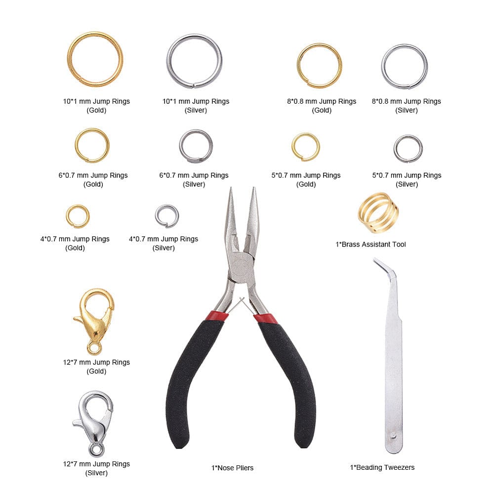 DIY Sæt Med Øskner, Låse, Tang & Pincet – Messing, Ca. 1161 Dele - Uniq Perler - 884852