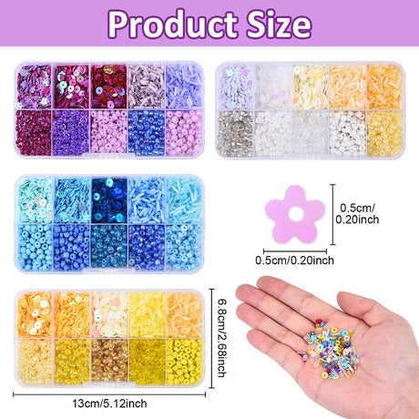 DIY Sæt Med Pailletter Og Seed Beads – Beige (4~6x1,4~5mm) - Uniq Perler - 125778