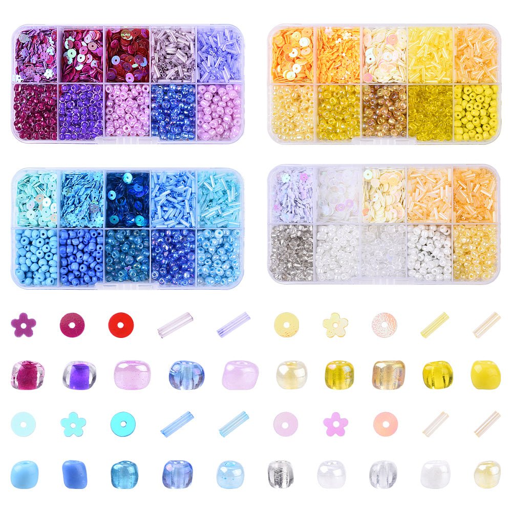 DIY Sæt Med Pailletter Og Seed Beads – Beige (4~6x1,4~5mm) - Uniq Perler - 125778