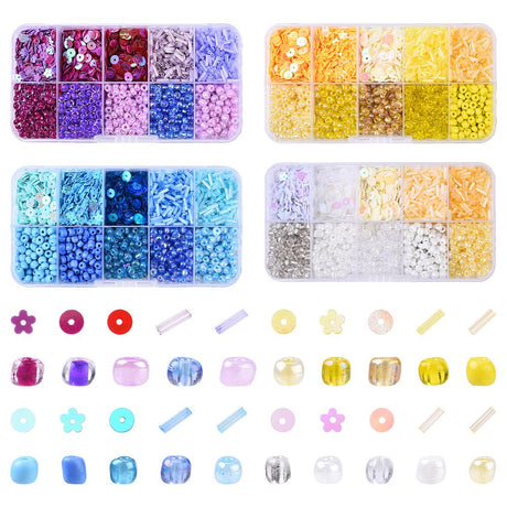 DIY Sæt Med Pailletter Og Seed Beads – Beige (4~6x1,4~5mm) - Uniq Perler - 125778