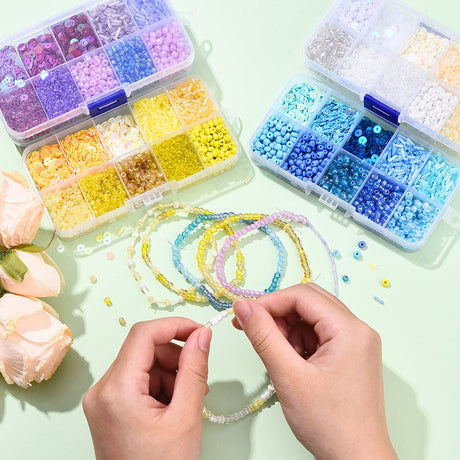 DIY Sæt Med Pailletter Og Seed Beads – Beige (4~6x1,4~5mm) - Uniq Perler - 125778