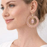 Diy Sæt - Rosa Miyuki Ørering Med Dråbe - Uniq Perler - 518741