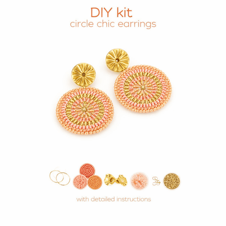 DIY Sæt – Runde Øreringe i Brick Stitch (Ca. 4cm) - Uniq Perler - 