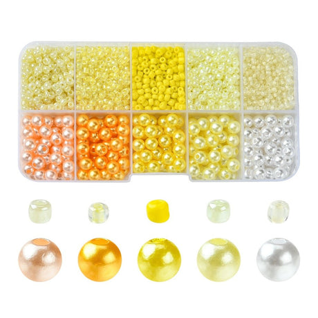 DIY Seed Beads Sæt – 5 Farver, Runde (3~6x2~6mm) - Uniq Perler - 118702