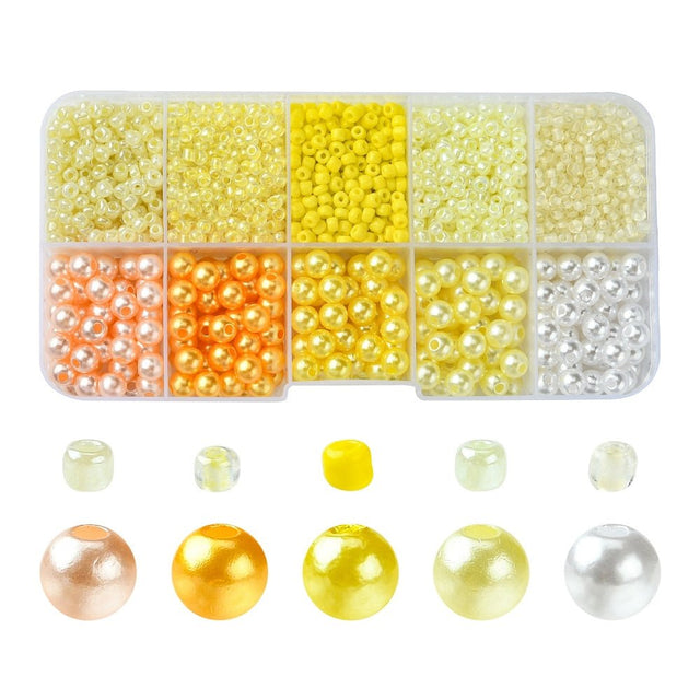 DIY Seed Beads Sæt – 5 Farver, Runde (3~6x2~6mm) - Uniq Perler - 118702