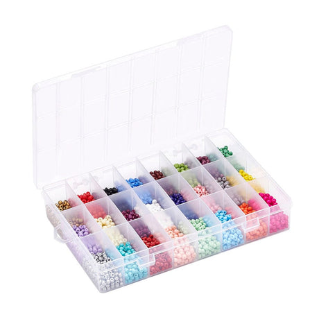 DIY Smykkesæt – 24 Farver Seed Beads, Elastik, Saks & Låse - Uniq Perler - 115837