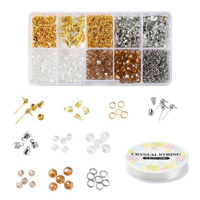 DIY Schmuckset – Glas-Bicone-Perlen + Materialien + Elastikfaden (Mix Farben) - Uniq Perler - 
