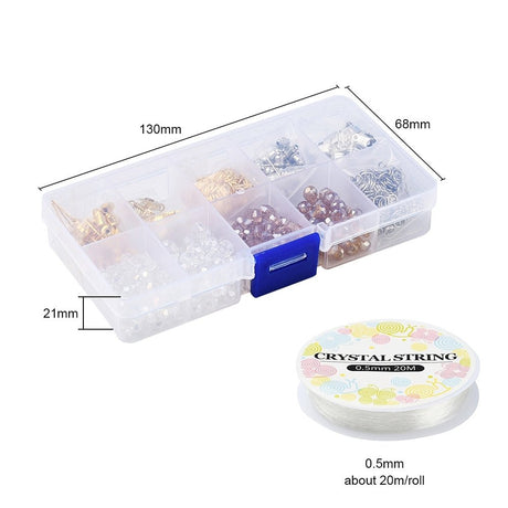 DIY Smykkesæt – Glas Bicone Perler + Materialer + Elastiktråd (Mix Farver) - Uniq Perler - 