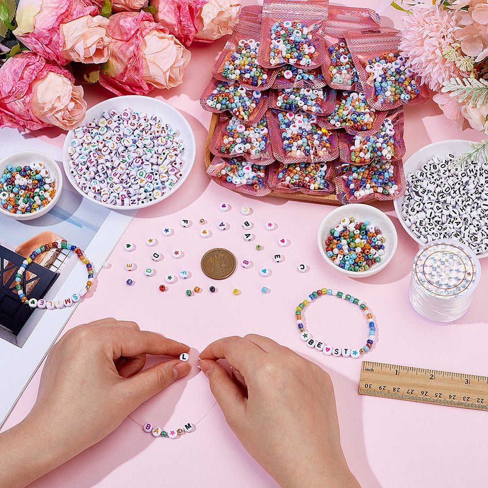 DIY Smykkesæt Med Perler Og Elastiksnor – Farve Mix - Uniq Perler - 118589