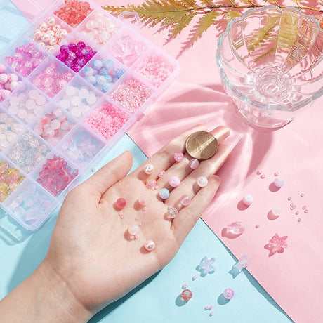 DIY Smykkesæt – Pink Mix, Rund, Fisk & Søstjerner Ca. 400 dele - Uniq Perler - 