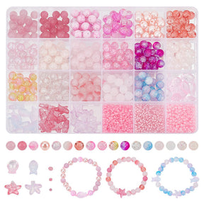 DIY Smykkesæt – Pink Mix, Rund, Fisk & Søstjerner Ca. 400 dele - Uniq Perler - 