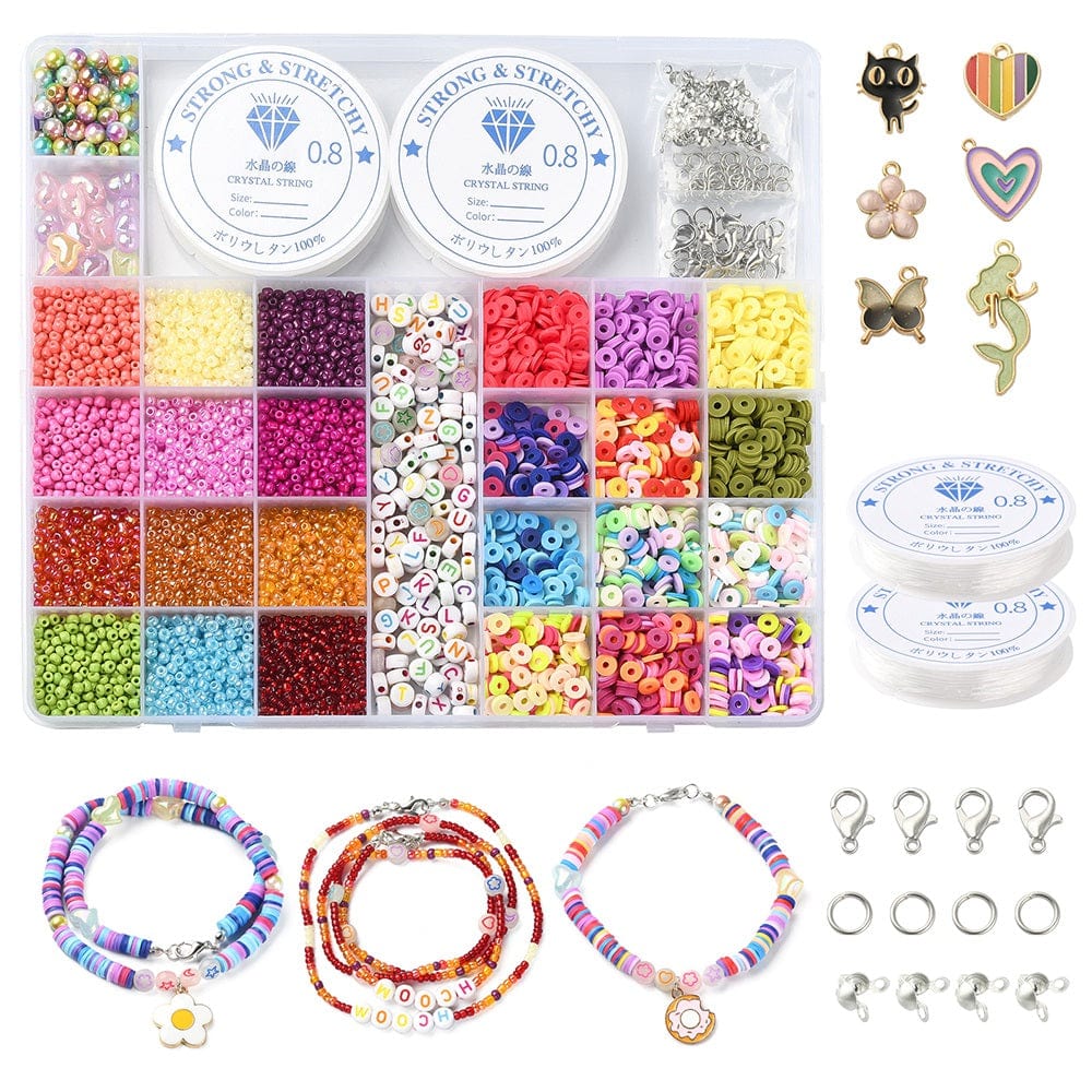 DIY Smykkesæt – Seed Beads, Perler, Elastik & Vedhæng - Uniq Perler - 331856