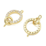 Dobbelt Ring Mellemled Med Zirkonia – 18K Forgyldt Messing (24mm) - Uniq Perler - 125733