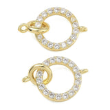 Dobbelt Ring Mellemled Med Zirkonia – 18K Forgyldt Messing (24mm) - Uniq Perler - 125733