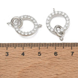 Dobbelt Ring Mellemled Med Zirkonia – Platinfarvet Messing (24mm) - Uniq Perler - 125731
