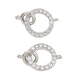 Dobbelt Ring Mellemled Med Zirkonia – Platinfarvet Messing (24mm) - Uniq Perler - 125731