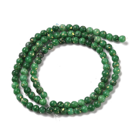 Dolomit – Grøn Med Guld Nitter (4mm) - Uniq Perler - 113094