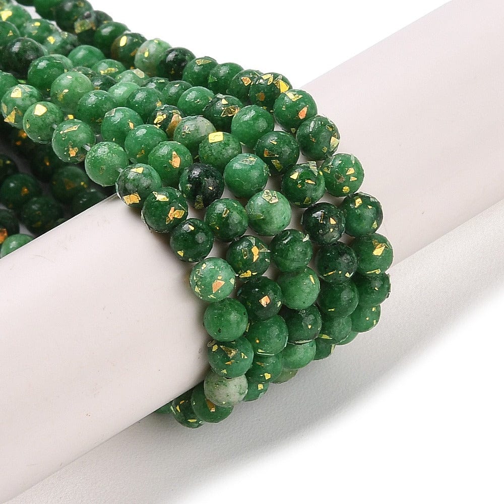 Dolomit – Grøn Med Guld Nitter (4mm) - Uniq Perler - 113094