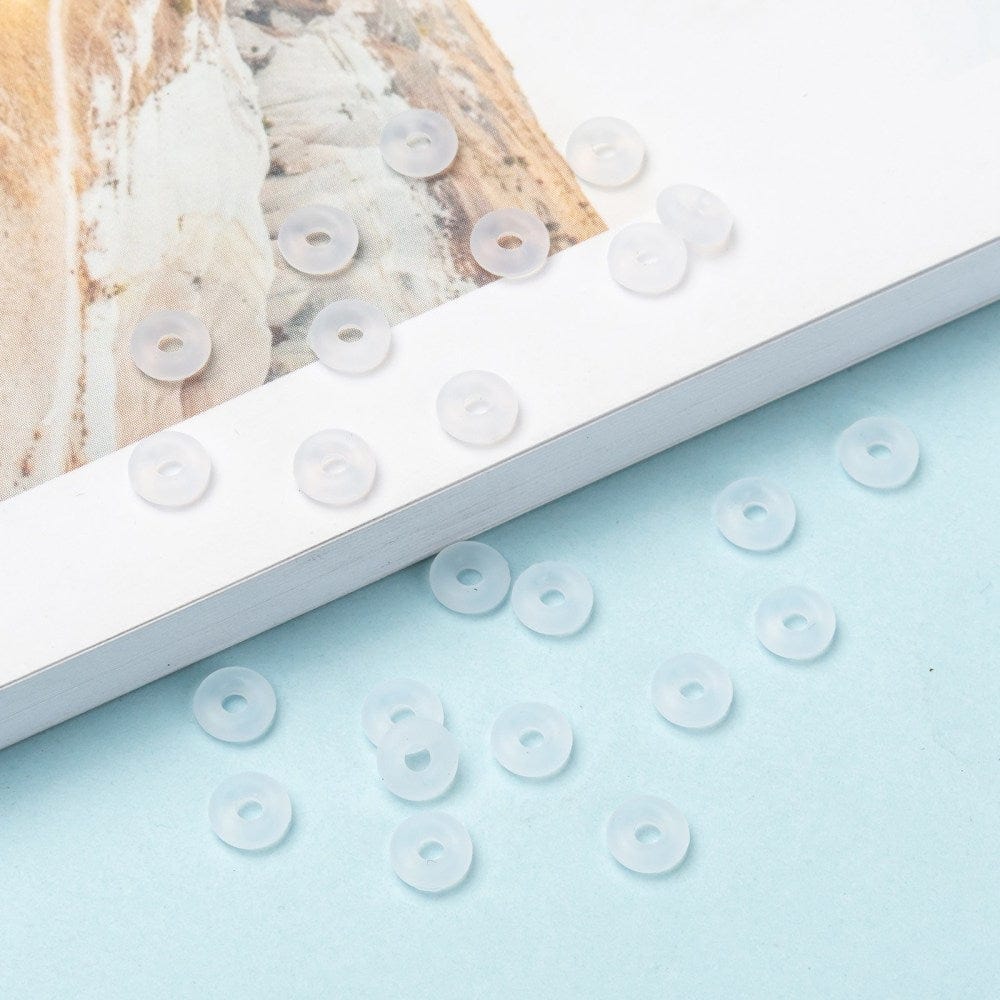 Donut Stopper Perle i Gummi – Klar (2mm, 20 Stk) - Uniq Perler - 111751