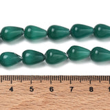 Dråbeformede Cat Eye Perler – Turkis (12x8~8,5mm) 6 stk. - Uniq Perler - 125859