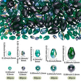 Dråbeformede Glasperler – Grøn, Facetterede (5~15x3~10mm) 280 stk. - Uniq Perler - 125903