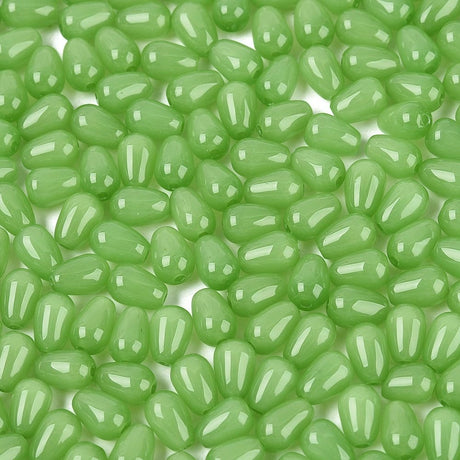 Dråbeformede Glasperler – Lysegrøn (6x4x4mm) 100 g - Uniq Perler - 125879
