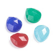 Dråbeformede Jade Cabochons – Farve Mix, Facetterede (10~10,5x9x4~4,5mm) 10 stk. - Uniq Perler - 123709