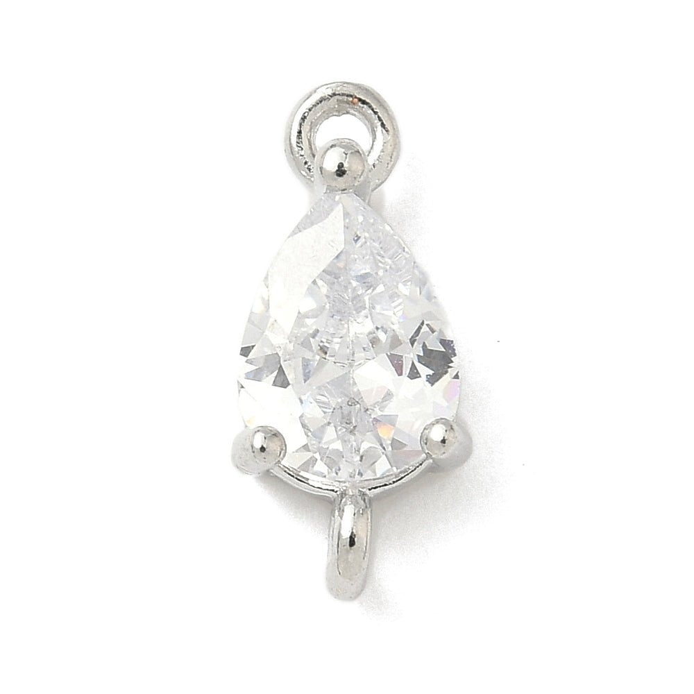 Dråbeformede Mellemled Med Klar Zirkonia – Langtidsholdbar 18K Forgyldt Messing (14x6,5x4,5mm) 2 stk. - Uniq Perler - 126145