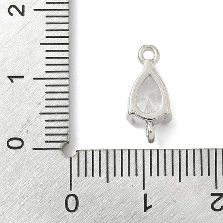 Dråbeformede Mellemled Med Klar Zirkonia – Langtidsholdbar 18K Forgyldt Messing (14x6,5x4,5mm) 2 stk. - Uniq Perler - 126145