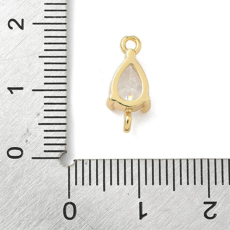 Dråbeformede Mellemled Med Klar Zirkonia – Langtidsholdbar 18K Forgyldt Messing (14x6,5x4,5mm) 2 stk. - Uniq Perler - 126146