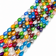Dråbeformet Glasperler – AB Farve Mix, Facetteret (15x10mm) - Uniq Perler - 111850