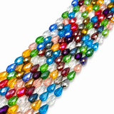 Dråbeformet Glasperler – AB Farve Mix, Facetteret (15x10mm) - Uniq Perler - 111850