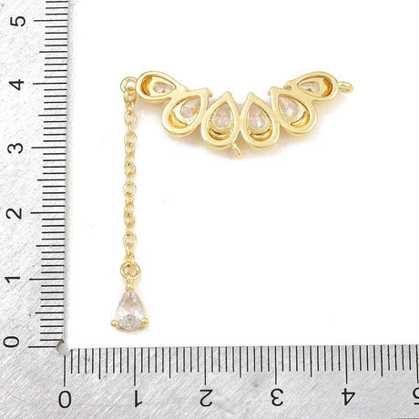 Dråbeformet Mellemled Med Zirkonia – 18K Forgyldt Messing (39mm) - Uniq Perler - 124700